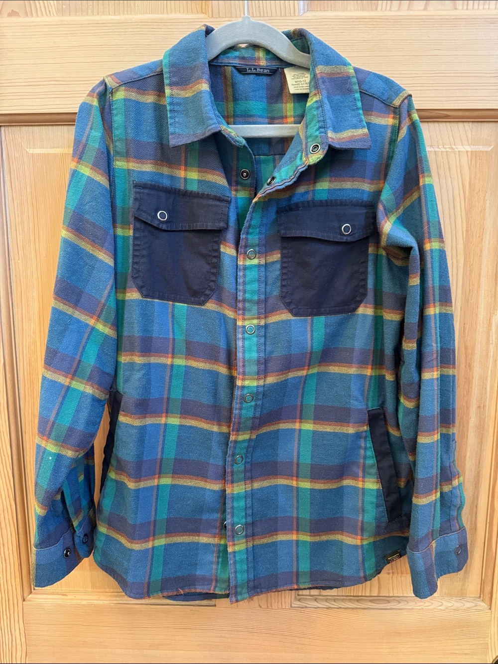 L.L. Bean Blue & Green Plaid Button-Down Shirt